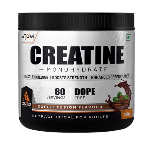 Image of AS-IT-IS ATOM Creatine Monohydrate 250g - 80 Servings | Dope Free | Enhances Performance | Promotes Muscle Gains | Coffee Fusion Flavour
