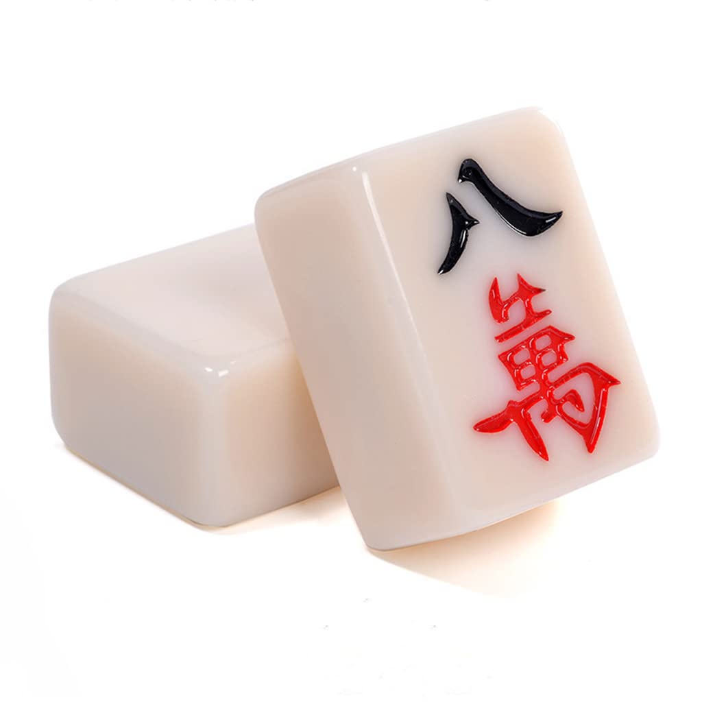 Tradycyjny chiński mahjong z 136 płytkami, 1 obrus, 2 kości, 2 kolorowe kostki, torba do przechowywania mahjong na podróż imprezę rodzinną gra prezent (kolor: imitacja jadeitu, rozmiar: 42 x 32 x 22 mm)
