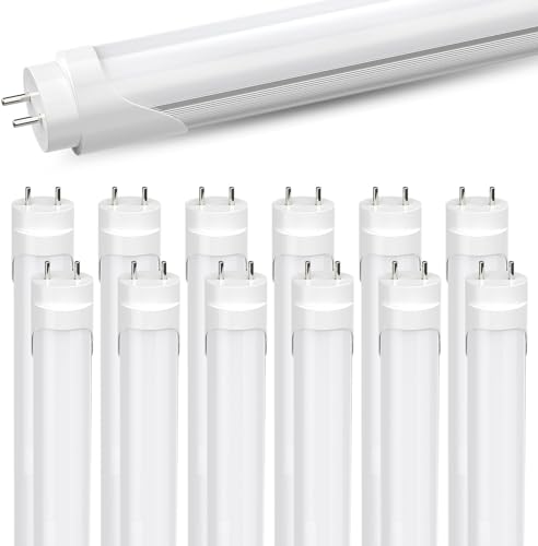 JESLED 12 Pack T8 LED Bulbs 4 Foot 24W 3200LM 6000K Type A+B