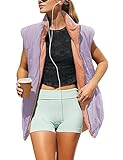 UANEO Reversible Vest for Women Mid Long Zip Up Puffer Vest Women Fall Winter 2024 (LightPurple-S)