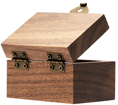 Cosiso Vintage Wooden Ring Gift Box Case For Engagement Proposal,Solid Wood Handmade Antique Ring Holder For Single Ring (Walnut Wood) #TOP4