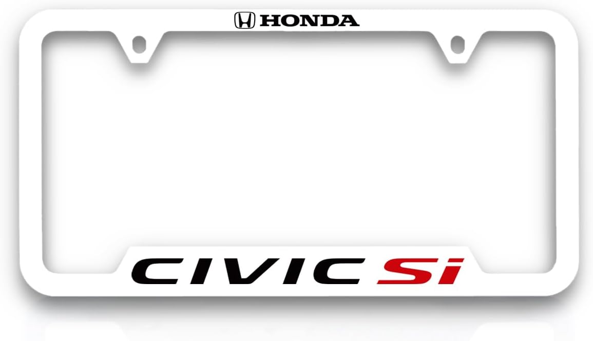 Honda Civic Si UV Printed on Black Coated Metal License Plate Frame