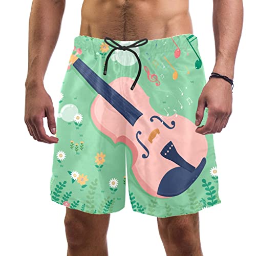 Maillots de bain hommes guitare fleurs short de plage imprimé