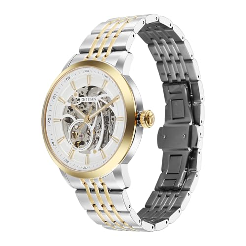 Image of Titan Phoenix Skeletal Automatic Analog with Gold & Steel Dial, Gold & Steel Strap Watch for Men - 90223BM01