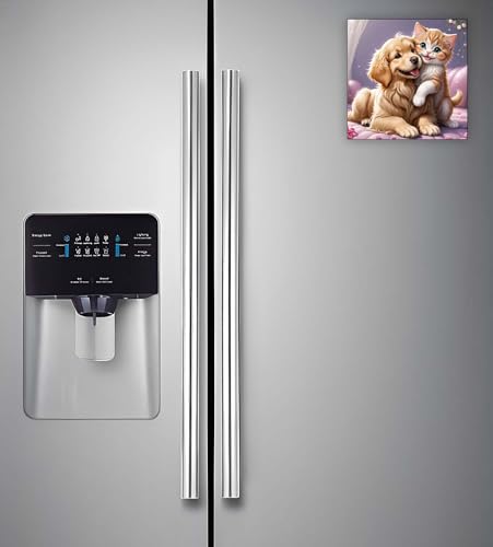 Image of Gift Me Bazar Cute Animal Wooden Fridge Magnet for Home, Kitchen and Office Decoration | Animal Lover Gift | Cartoon Theme Magnet for Kids (Cat & Dog Love)