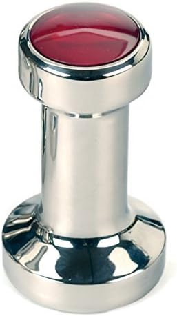 RSVP International Endurance Collection Flat Bottom Espresso Coffee Tamper Stainless Steel, 49mm Diameter, Red
