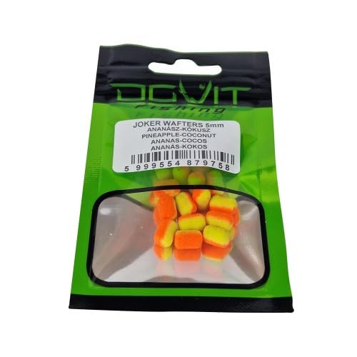 DOVIT Bolacha de cor dupla, 5-8 mm, anzóis, mistura de aromas, boilies para carpas (saco de ananás e coco de 8 mm)