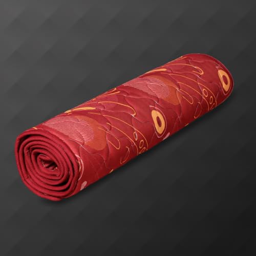 Image of Premium PU Foam Rolling Foldable Mattress for Floor | Folding /Lightweight /Travel /Yoga /Outdoor /Camping /Portable Mat, Single Size Soft Slim Gadda Roll-Up Guest Bed | 2 Inch, Red, 72x30 inches