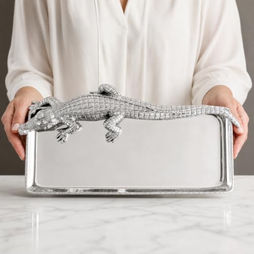 Arthur Court Aluminum Alligator Serving Tray | 20 Inch x 9 Inch | Versatile Platter for Entertaining by Arthur Court - Used condition - Image 6
