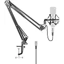 Neewer NW-35 Metal Suspension Boom Scissor Arm Stand with Built-in XLR Male to Female Cable, Shock Mount and Table Mounting Clamp (Black)
