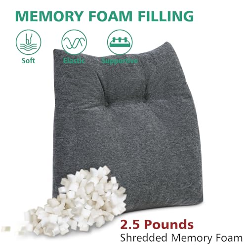 Shinnwa Lumbar Support Pillow for Office Chair, Memory Foam Back Support Pillow for Back Pain Relief, Car, Chair and Couch, 17.5x15x4.5in, Charcoal