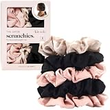 Kitsch Chouchous en satin pour femme &ndash; Plus doux que la soie | &Eacute;lastiques sans danger pour un sommeil sans frisottis | Accessoires cheveux de jour comme de nuit &ndash; Assortiment de 5 pi&egrave;ces
