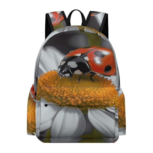 Ladybug Daisy Printed Backpack Water-Resistant Pack Stylish Bag Lightweight Travel Backpack