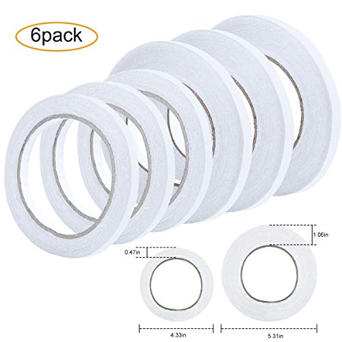 WEONE 6 Rouleaux 2 Tailles Scotch Double Face Ruban,6mm Ruban adhésif Double Face Bande,Solide Bande Collante pour Bureau Bricolage Artisanat, Couture, Scrapbooking, 50/20 mètres de Long