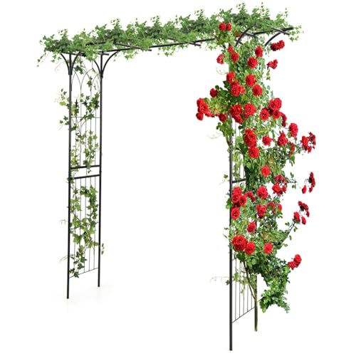 Treillis en métal pour arche de jardin – 210,8 x 205,7 cm (H x l) – Tonnelle de rose pour plantes grimpantes, décoration extérieure, cadre en treillis pour pelouse, arrière-cour, pergola, parfait pour