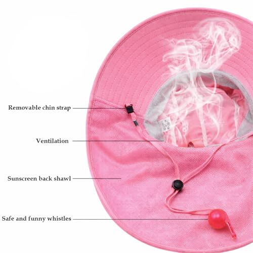 Image of SYGA Children's Cute Pink Bunny Sun Hat UPF 50+ Wide Brim UV Protection Bucket Hat, Lightweight Breathable Summer Beach Fishing Hat for 3-10 Years Boys & Girls