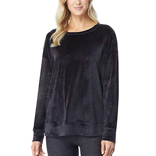 32 DEGREES Ladies' Crew Neck Stretch Comfort Lightweight Warmth Fleece Pullover (XL, Black)