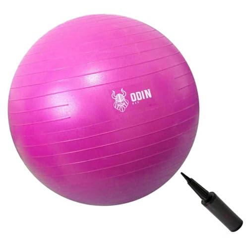 Kit Bola Pilates 65 cm Suiça Yoga + Faixas Elasticas 3 Intensidades Diferentes Odin Fit (Rosa)