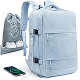 Thulander Mochila Viaje Cabina Avion 40x20x25 compatible con Aerolineas Maleta Cabina con apertura 180°, puerto USB y compartimentos organizados Mochila Viaje ligera impermeable Mochila unisex(Azul)