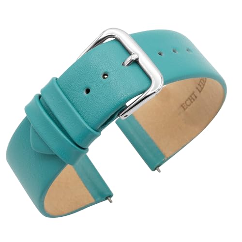 Eichmüller since 1950 Uhrenarmband Nahtlos Nappaleder Kalbsleder in 10/12/14/16/18/20 mm (Petrol, 18 mm)