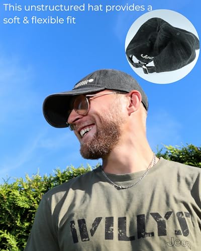 Jeep Grille Logo Garment Washed Hat Black - Thumbnail 5