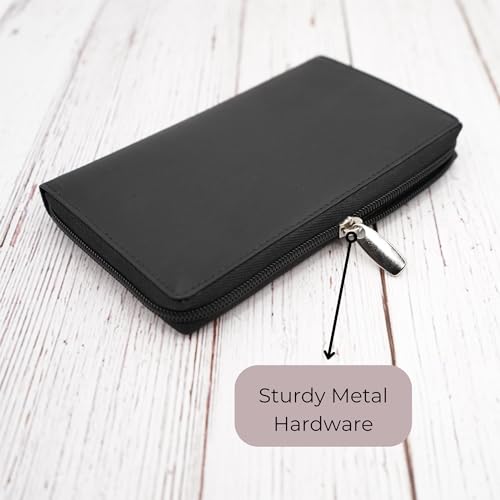 AG Wallets RFID Leather Slim Wallet for Men & Women - Long Compact Bifold Wallet Holds up to 20 Cards, 1 ID & 2 Bill Compartments - Cowhide Leather Zipper Wallet with RFID Protection - Black4