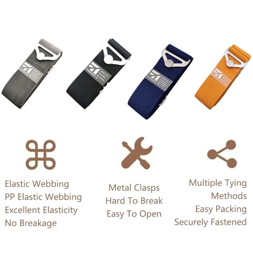 Image of 2-in-1 Adjustable Luggage Strap for Suitcases Carry On Bag Elastic Travel Belt with Alloy Buckle for Luggage Over Handle Add a Bag Hands-Free Airport Travel Trips Accessories Gray