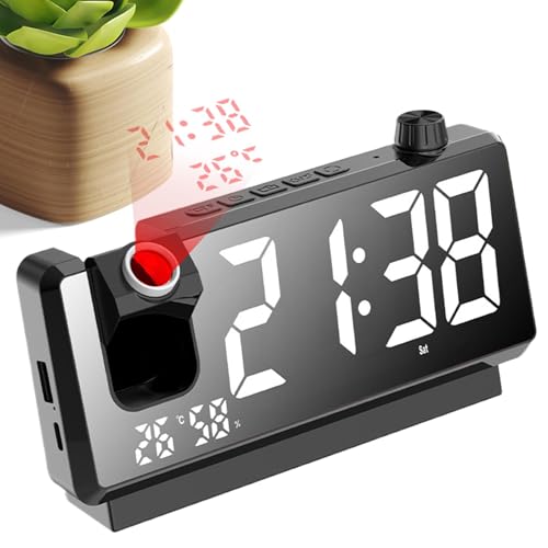 Reloj proyector giratorio con pantalla digital de alta nitidez para techos de casa 7