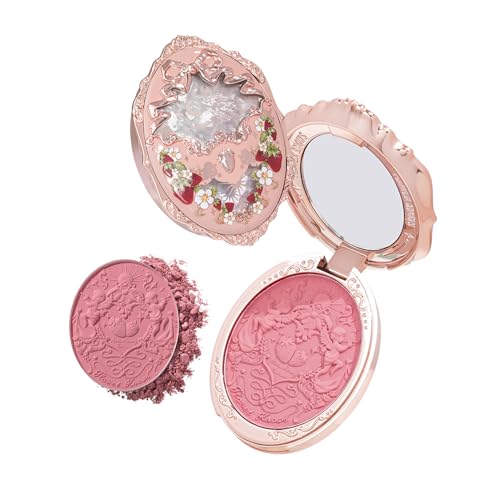 Flower Knows Strawberry Rococo Embossed Blush,Berry Pink Matte Powder Blush