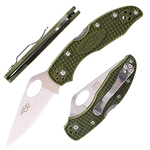 GANZO Firebird F759M Pocket Folding Knife 440C Stainless Steel Blade Nylon Glass Fiber Anti-Slip Handle with Clip Tactical Survival Fishing Camping EDC Knife (Green)