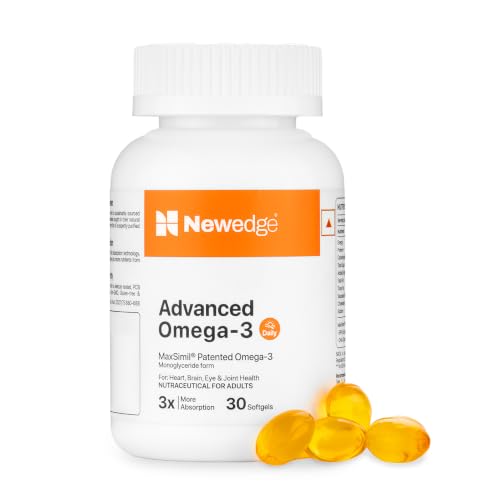 Image of Newedge Advanced Omega-3 | MaxSimil Monoglyceride Fish Oil | 3X Higher Absorption than Regular Fish Oil | EPA DHA Supplement | Norway Purified | No Fishy Burps | 30 Capsules