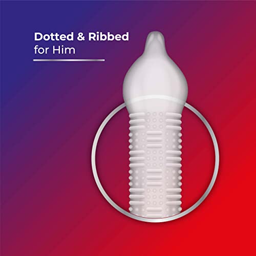 Skore Duo Max - Premium Condoms for Him and Her | Dotted & Ribbed with Disposal Pouches |1 Pack (10 pieces) - Image 3