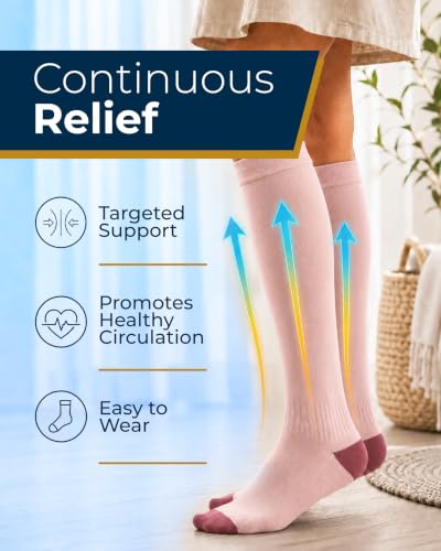 Image of Pembrook Bamboo Viscose Light Compression Socks - 3 Pairs | 8-15 mmhg Compression Socks | Knee High Comfort Support Socks