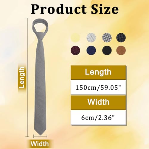 Image of Cotton 2.56'' Skinny Ties for Men, Neckties for Casual, Business | Solid color ties for men for party, daily use, dating, office