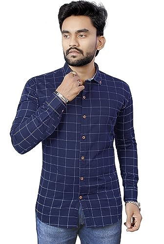 Image of Men's Casual Cotton Checks Shirt