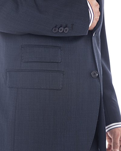 Luciano Natazzi Men's Birdseye 160'S Two Button Wool Suit Side Vent Jacket Pant (40 Regular Us / 50R Eu/W 34", French Blue) #TOP2