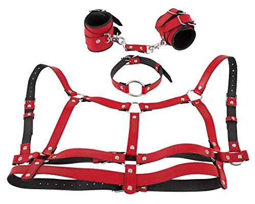 Ensemble de harnais Bad Kitty rouge extensible et ajustable à toutes les morphologies