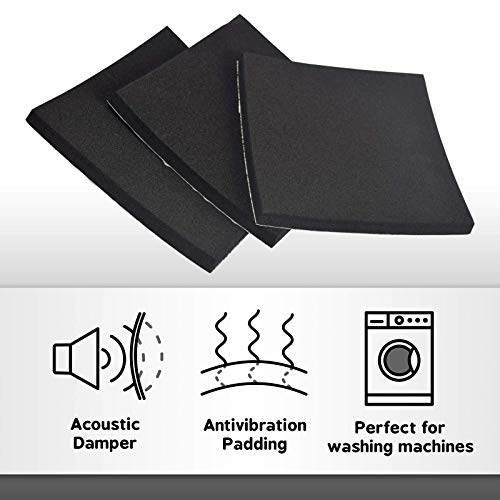 XCEL Super Versatile Rubber Pads with Strong Adhesive, Great Vibration Damping Pads, Perfect for Loud Washing Machines, Acoustic Foam Pad, Made in USA (3 Pack - 6