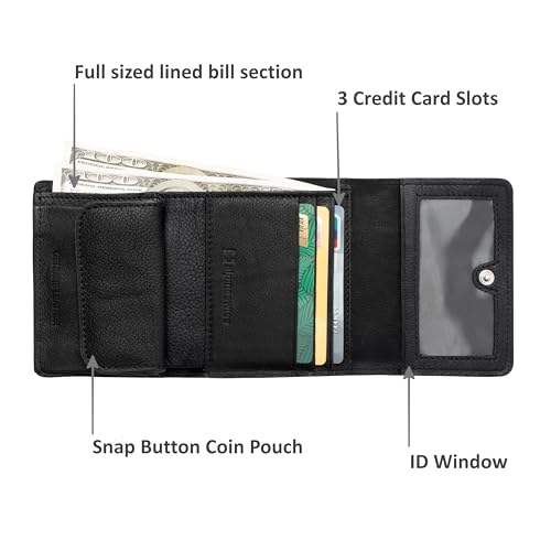 Alpine Swiss Womens RFID Wallet Genuine Leather Trifold ID Window Coin Pouch Card Case Small Compact Ladies Wallet Black2