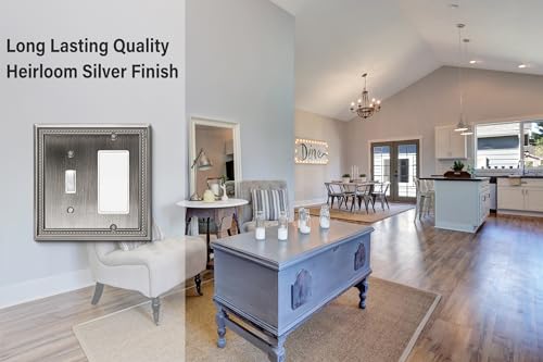 Image of Henne Bery Sunken Pearls Heavy Duty Decorative Wall Plate Switch Plate Outlet Cover (Toggle /Decorator, Heirloom Silver)