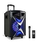 【Calidad de Sonido Estéreo】Un subwoofer de 10 pulgadas y dos tweeters de 3 pulgadas con reproducción estéreo versátil de rango completo. La potencia nominal de la máquina de karaoke portátil es de 60 W, reducción de ruido inteligente, sin canalización de frecuencia, sin ruido, brindándole música con la mayor sensación de presencia y potencia.