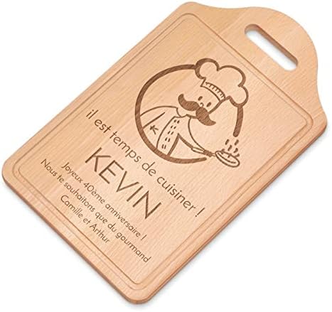 Planche à Découper En Bambou Personnalisable – 35x25 Cm – Cadeau Pour Chef, Papa, Anniversaire – Gravure Incluse