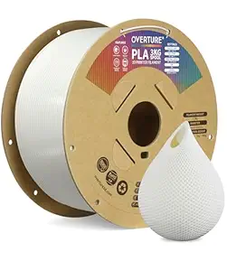 OVERTURE PLA Filament 1.75mm PLA 3D Printer Filament, 3kg Cardboard Spool (6.6lbs), Dimensional Accuracy +/- 0.02mm, Fit Most FDM Printer(White 3KG-1 Pack)
