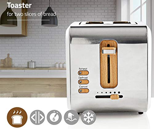 TronicXL Design Frühstücksset Toaster + 1,7l Glas beleuchteter Wasserkocher Edelstahl beleuchtet mit einstellbarer… – Bild 3