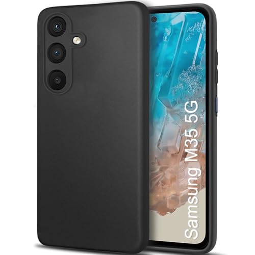 Image of TheGiftKart Sleek Back Cover Case for Samsung Galaxy M35 5G | Slim Fit Protective Design | Ultra Matte Finish | Camera Protection Bump | Soft Silicon Back Cover for Samsung M35 5G (Silicone, Black)
