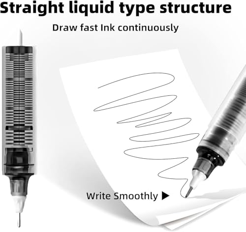 Image of like it 0.5mm Roller Pen Color ink Straight Liquid Rollerball Gel Pen for School Office Stationery Pack of 12 (Black)