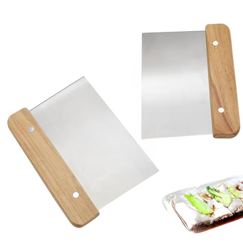 2 Pièces Coupe Pate Boulangerie, Grattoir a Pate, Inoxydable Grattoir à Patisserie, Coupe Pâte, Hachoir à Grattoir, Pâtisserie, Pizza - Corne de Boulanger avec Mesures et Poignée Non-Glissante