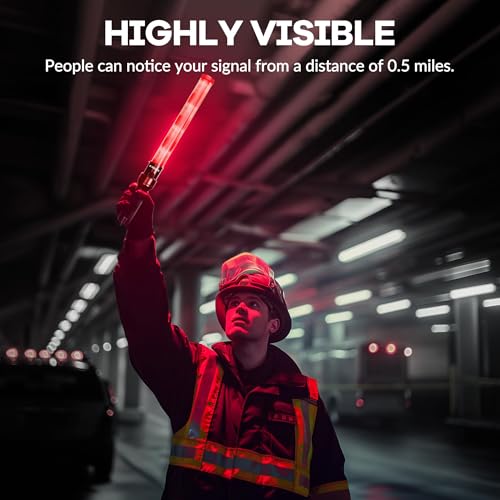 Image of E-riding 20 Pack 16 Inch Rechargeable Traffic Wand, Red Traffic Control Baton with 2 Flashing Modes, LED Safety Light Wand, Air Marshaling Wand for Airport, Parking, Car Directing