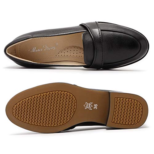 Image of Mona flying Women's Leather Dress Penny Loafers Slip On Flats Office Shoes