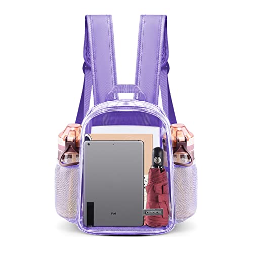 OSOCE Transparenter Rucksack, Stadion-zugelassen, PVC, transparente Tasche, Schulranzen, Violett, 1.0 Small, Classic Cover